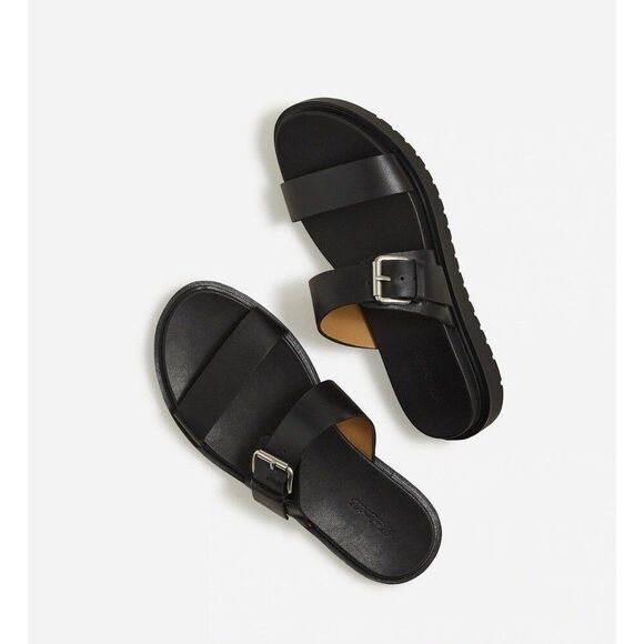 Madewell Shoes - MADEWELL The Dee Slide Sandals Women 10 Black Leather NEW Double Strap NP292